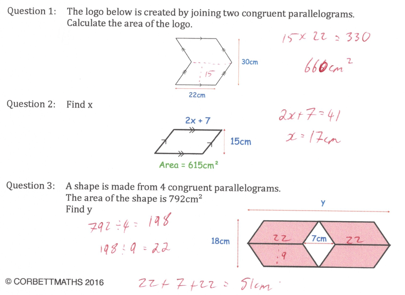 find the area of a parallelogram