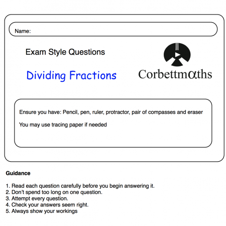 Dividing Fractions Practice Questions