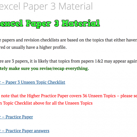 Edexcel Paper 3 Material