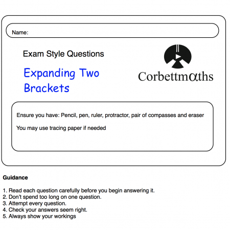 Expanding Two Brackets Practice Questions