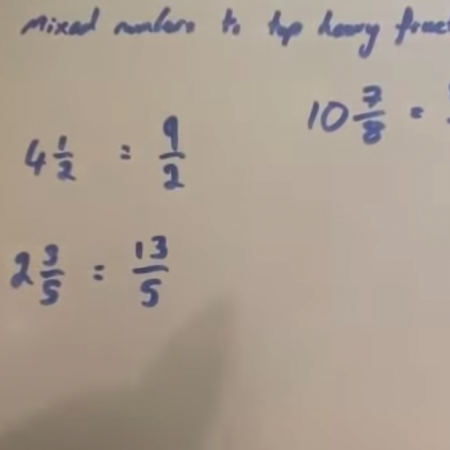 Mixed numbers to improper fractions Video