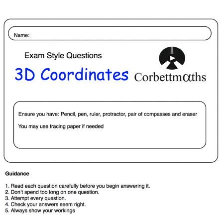 3D Coordinates Practice Questions