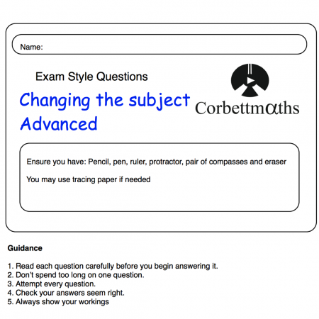 Changing the Subject (advanced) Practice Questions