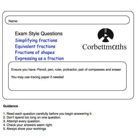 Equivalent and Simplifying Fractions Practice Questions