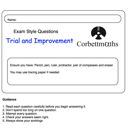 Trial and Improvement Practice Questions