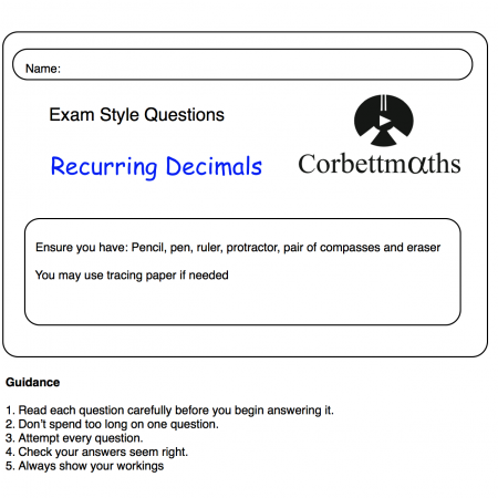 Recurring Decimals Practice Questions
