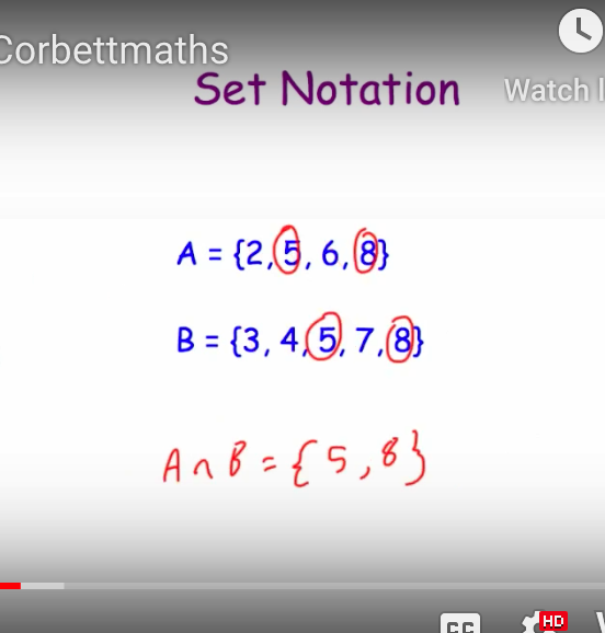 Set Notation Video Corbettmaths