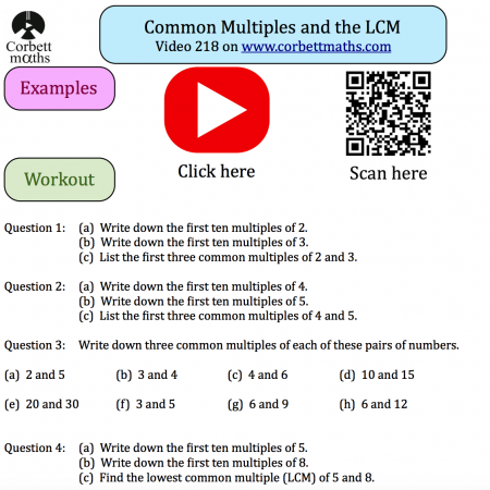 Common Multiples Textbook Exercise
