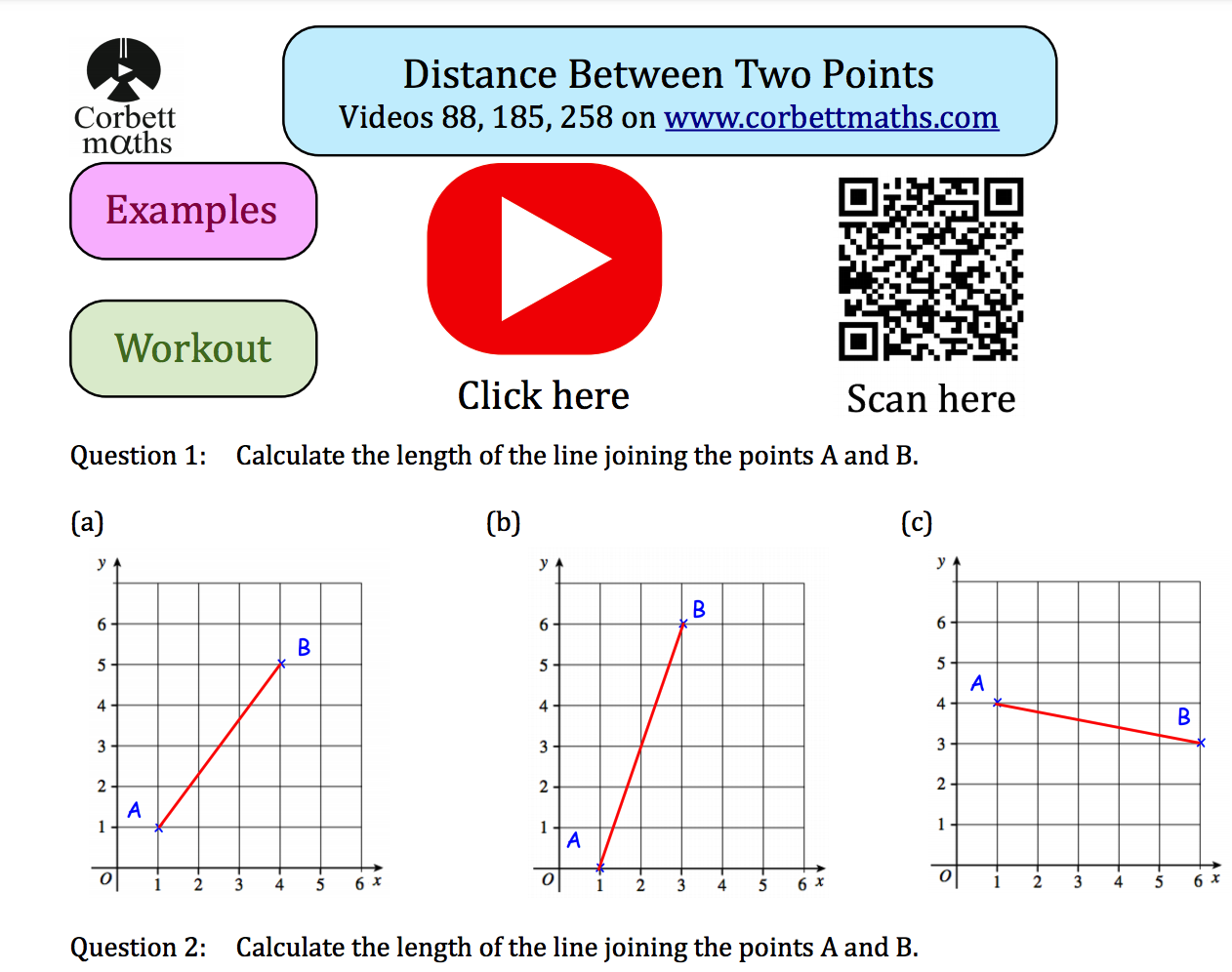 Distance Between Two Points Textbook Exercise Corbettmaths