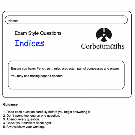Indices Practice Questions