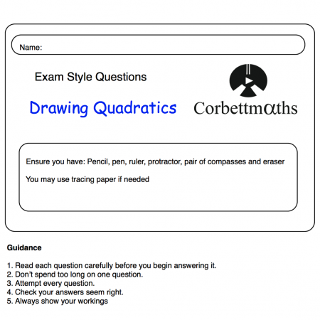Drawing Quadratics Practice Questions