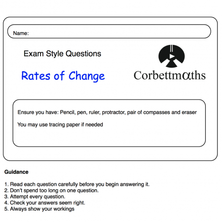 Rates of Change Practice Questions