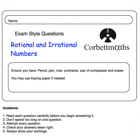 Irrational and Rational Numbers Practice Questions