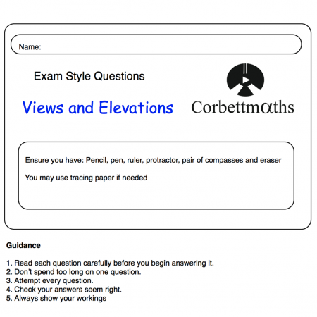 Views and Elevations Practice Questions
