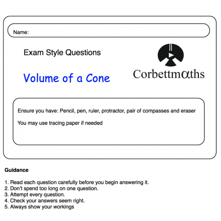 Volume of a Cone Practice Questions