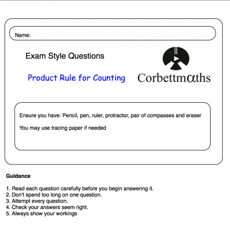 Product Rule for Counting Practice Questions