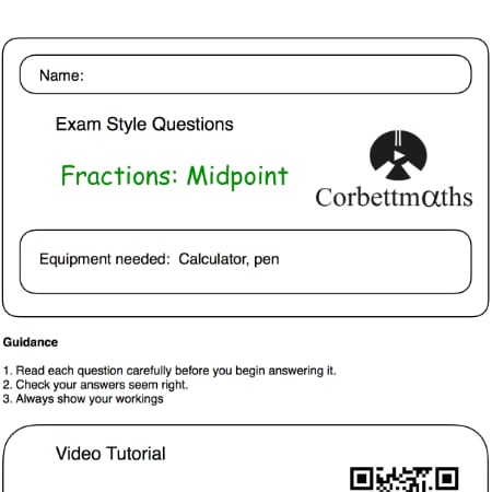 Midpoint of Two Fractions Practice Questions