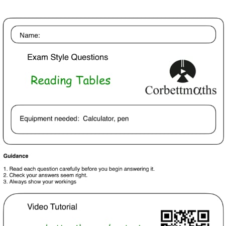 Reading Tables Practice Questions