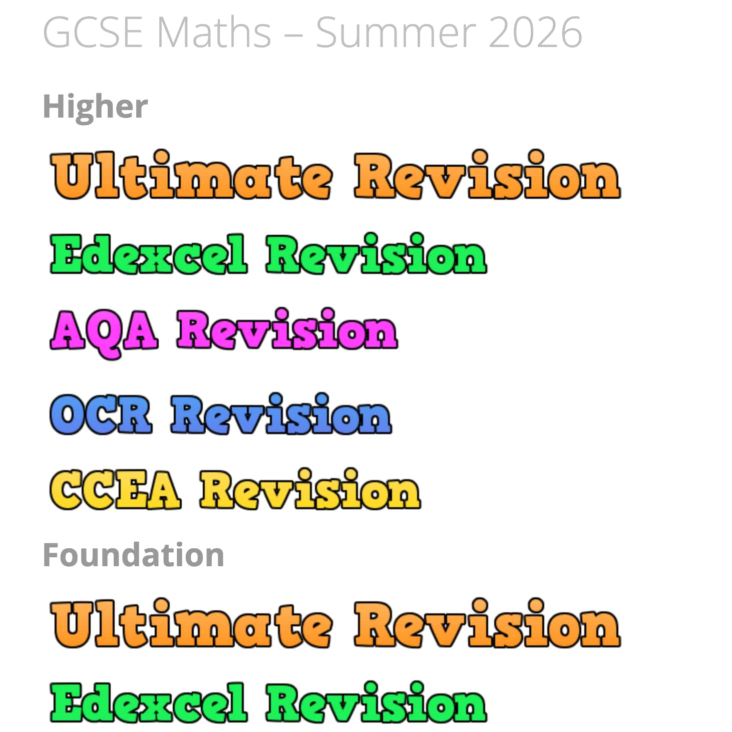 GCSE Maths – Summer 2026